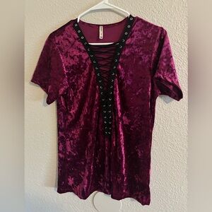 Velvet Lace-Up Women Top